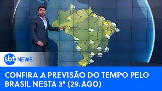 Céu encoberto e possíveis chuvas dominam o dia no Brasil  SBTNewsnaTV290823 [upl. by Mosier]