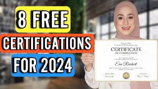 8 FREE High Paying Certifications For Remote Jobs in 2024  And How Much Do They Pay [upl. by Larry222]