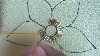 beaded embroidery flower for dresseasy beads work [upl. by Ferrand]