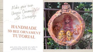 How to Make a Bee Ornament Decoupage DIY Ideas [upl. by Arnulfo]