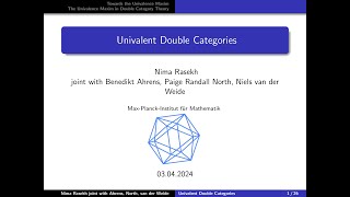 Univalent Double Categories  Nima Rasekh [upl. by Jerrome]