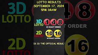 Lotto Result Today 500 pm draw September 17 2024 shorts [upl. by Fisher758]