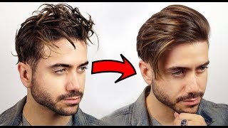 HOW TO GET STRAIGHT HAIR  Mens Curly to Straight Hair Tutorial 2018 [upl. by Jenda293]