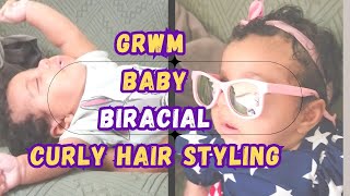 REALISTIC Baby GRWM Easy Curly Biracial Baby Girl Hair Care Routine [upl. by Rosene]