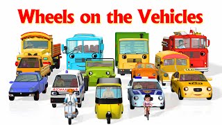 Wheels On The Bus Go Round And Round Vehicles 2  3D Nursery Rhymes amp Songs for Kids [upl. by Ziwot95]