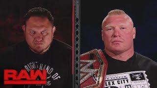 Brock Lesnar and Samoe Joe’s splitscreen interview gets intense Raw July 3 2017 [upl. by Lennaj]