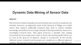 Dynamic Data Mining of Sensor Data [upl. by Tiat591]