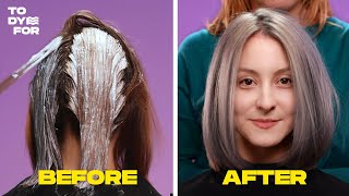 HOW TO DYE YOUR HAIR GREYSILVER  Brown to Silver Hair transition  TO DYE FOR [upl. by Whiffen]