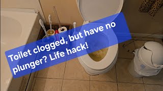 Toilet Clogged But No Plunger Toilet Life Hack [upl. by Geminian]