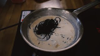 MyungranAKA Mentaiko Cream Pasta with squid ink spaghetti [upl. by Middlesworth717]