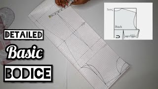 How to draft a basic bodice pattern DETAILED for beginners [upl. by Sirrom740]