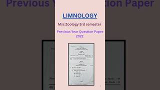 Limnology MSc Zoology 3rd semester Question Paper 2022 msczoology [upl. by Nahor]