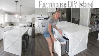 DIY FARMHOUSE KITCHEN ISLAND WITH PULL OUT TRASH  EXTREME KITCHEN MAKEOVER  MY DREAM KITCHEN [upl. by Akemrehs]