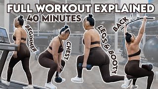 BEGINNER FULL BODY GYM WORKOUT  Step by StepFollow Along With Me [upl. by Odnala672]