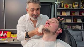 ASMR AMAZING RELAXING BODY AND FACE MASSAGE ON THE BARBER CHAIR WITH yigitcansaybir3 [upl. by Veleda]