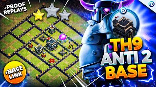 The ULTIMATE TH9 ANTI 2 STAR BASE with LINK 2024  Town Hall 9 Trophy Base ANALYSIS  PROOF Replay [upl. by Anairad]