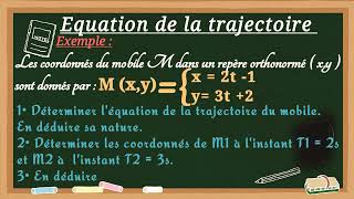 Comment déterminer léquation de la trajectoire dun mobile et la distance entre deux points [upl. by Nylassej410]