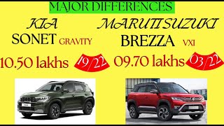 Kia Sonet Gravity vs Maruti Suzuki Brezza VXI  Major Differences [upl. by Ilohcin]