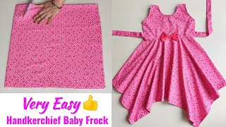 Very Easy Handkerchief Baby Frock Cutting and Stitching  Baby Frock cutting and stitching [upl. by Coh]