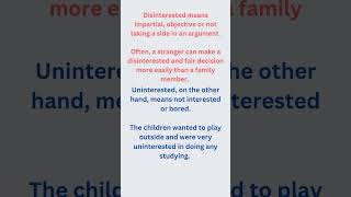 Difference between uninterested and disinterested english englishvocabulary shortsviral fyp [upl. by Adnauqal]