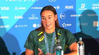 Throssell on Australias pressure and quotawesomequot to win Paris 2024 womens 4x200 freestyle relay gold [upl. by Esilegna936]