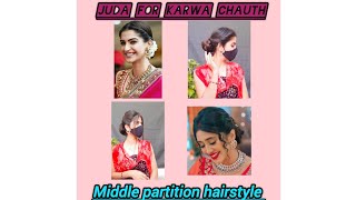 judabun hairstyle ❤ karwa chauth hairstyle 🌸 middle partition hairstyle sindoor hairstyle hairs [upl. by Hadik]