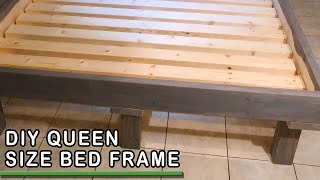 Easy DIY Queen Size Bed Frame Build with Wooden Legs [upl. by Wallraff969]