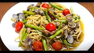 Linguine vongole of asparagus 🍝🍅🌿 ＃asparagusrecipe vongole linguine [upl. by Faxon]