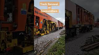 DR73908 Tamping the track renewal at Saxmundham on the East Suffolk Line colasrail [upl. by Frazer]