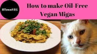 HTownVEG  How to Make OilFree Vegan Migas  Chilaquiles Airfryer Recipe [upl. by Adnolohs]