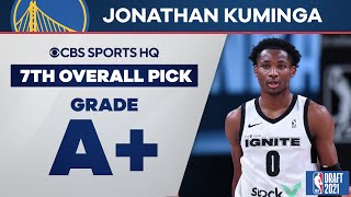 Jonathan Kuminga Selected No 7 Overall by the GS Warriors  2021 NBA Draft  CBS Sports HQ [upl. by Navis]