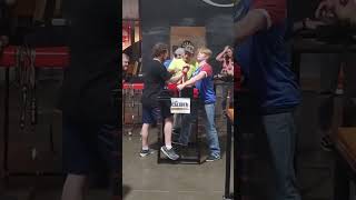 John Heitz vs Honey Badger caliberarmwrestling armwrestling [upl. by Aneeres]