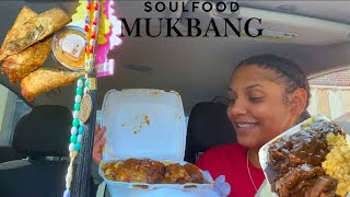 soul food mukbang smothered oxtails with mac and cheese amp garlic mashed potatoes 😋 [upl. by Ahsoj909]