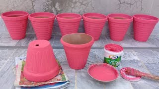 How to paint pots gamla  Clay pots painting tricks amp techniques  Terracotta pots [upl. by Aivilys]