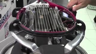 Stringing a tennis racquet with 4 knots using the Parnell Loop [upl. by Atronna]