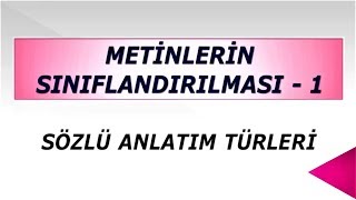 YKS Edebiyat  Metinlerin Sınıflandırılması  1 Sözlü Anlatım [upl. by Reddy]