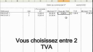 Facture avec TVA sur 1001tableurscom [upl. by Fauman619]