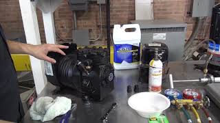 HVACR How to change oil in a reciprocating compressor [upl. by Eselahc]