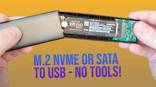 How to Install an M2 SSD in an External USB Enclosure with NO TOOLS Tutorial [upl. by Toile]