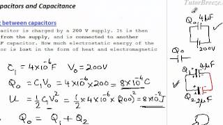 Connecting a Charged Capacitor to an Uncharged Capacitor [upl. by Anitnoc]