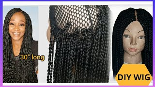 AFFORDABLE CROCHET BOX BRAIDS WIG  DIY How to make Crochet wig for beginnersNo Closure [upl. by Ahsropal245]