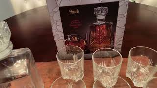 Paksh Novelty Whiskey Decanter Set 7 Piece Italian Crafted Glass Decanter amp Whiskey Glasses Set Rev [upl. by Vinny]