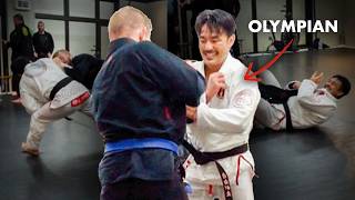 BJJ blue belt spars Olympic judoka Hashimoto [upl. by Asseral]