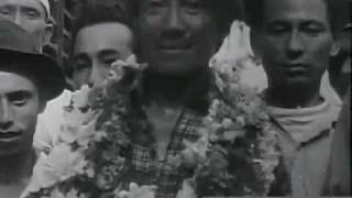 People of Kathmandu welcoming first ever Everest winners Tenzing Norgay Sherpa and Edmund Hillary [upl. by Teodoor]