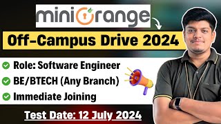 Minorange Off Campus Drive 2024  Test Date 12 July 2024  Immediate Joining Syfe Hiring 20242026 [upl. by Andy]