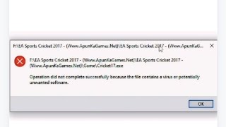 How To Fix Cricket 2017 Error Operation Didnt Complete Successfully Because Of Virus [upl. by Paehpos206]