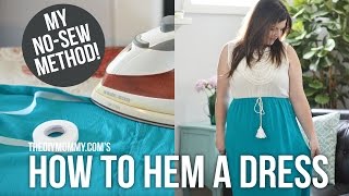 How to Hem a Dress or Skirt  NO sewing required [upl. by Dnalevets]