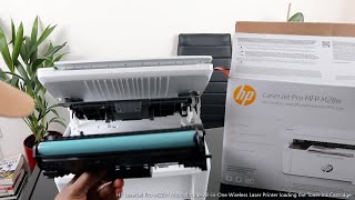 HP LaserJet Pro M28W Monochrome All in One Wireless Laser Printer loading the Toner Ink Cartridge [upl. by Atiniv]