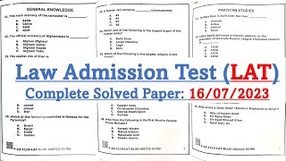 Today Law Admission Test LAT Complete Solved Paper held on 16 July 2023 [upl. by Crisey]