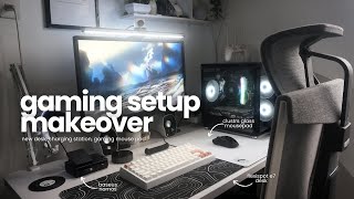 setup makeover ☁️🎮  standing desk upgrade new charging station  clustrs glass gaming mousepad [upl. by Tressia]